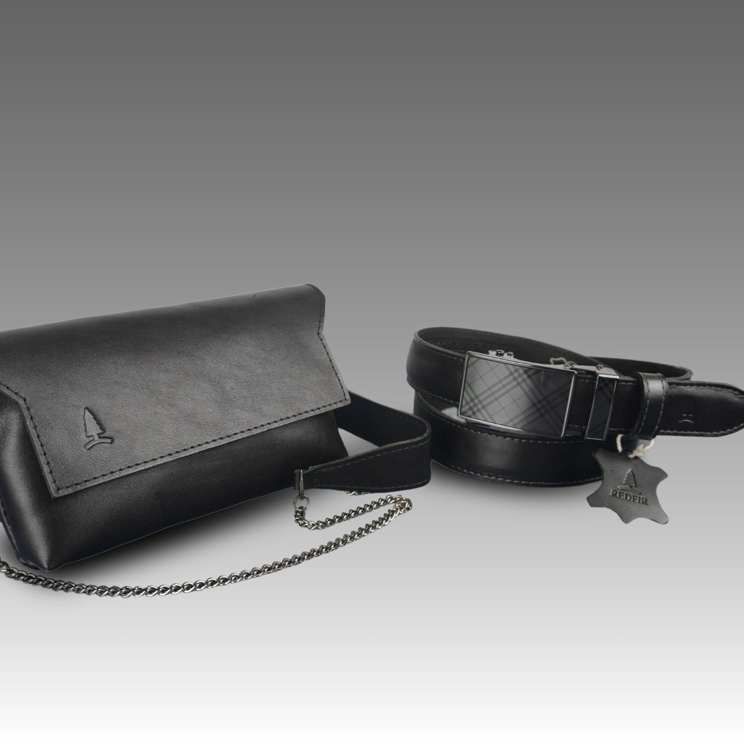 Stijlvolle zwarte set voor dames Noir - riem en handtas