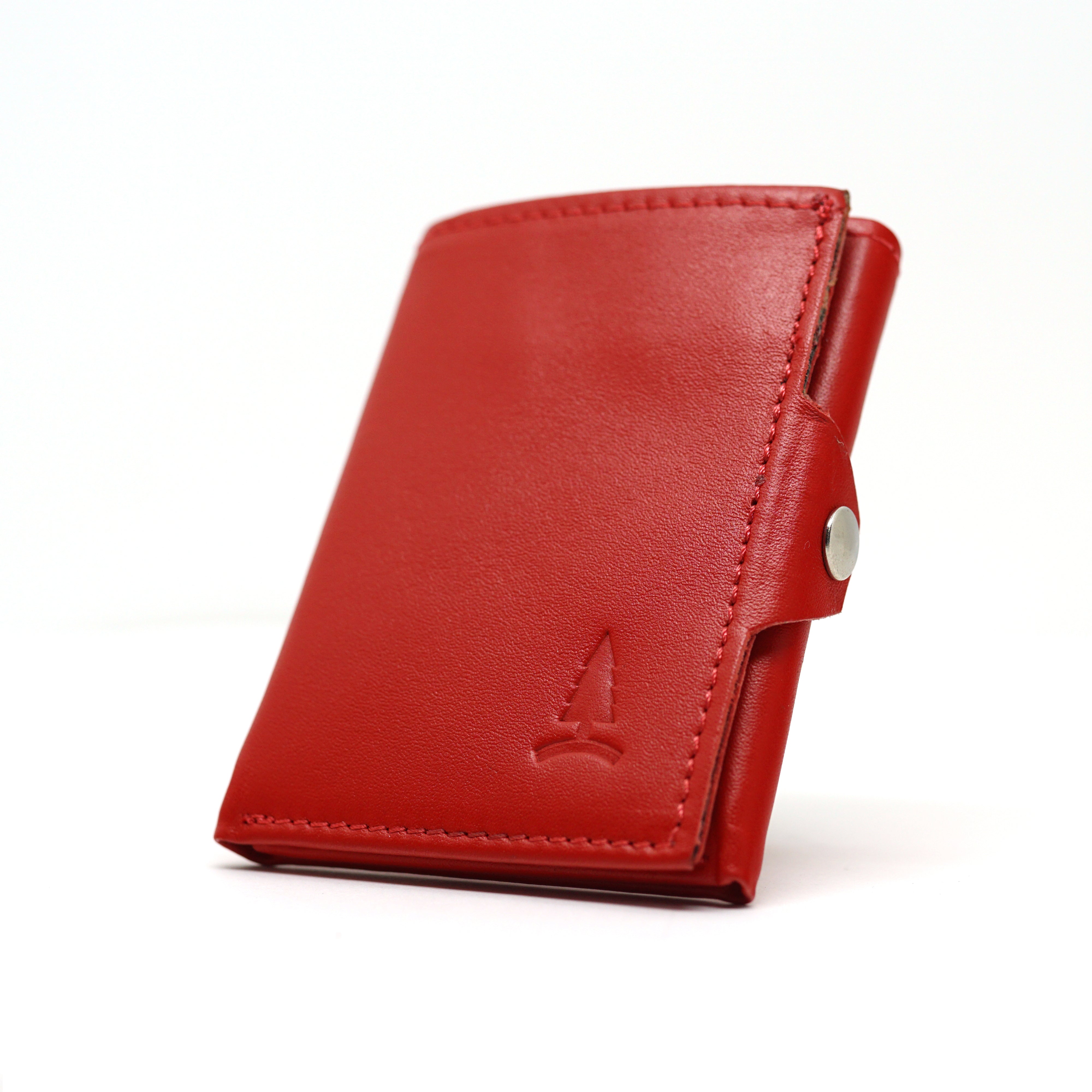 Rode minimalistische lederen portemonnee Red