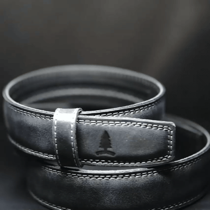 Pánský kožený opasek Storm tmavě šedý se sponou Brushed silver