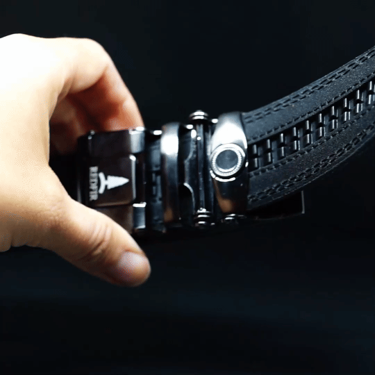 Pánský kožený modrý opasek Universe se sponou Gunmetal elegance