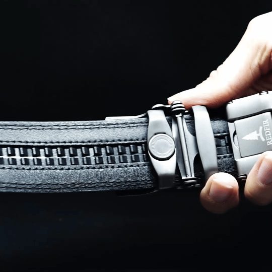 Pánský kožený světle modrý opasek Versailles se sponou Silver stripes
