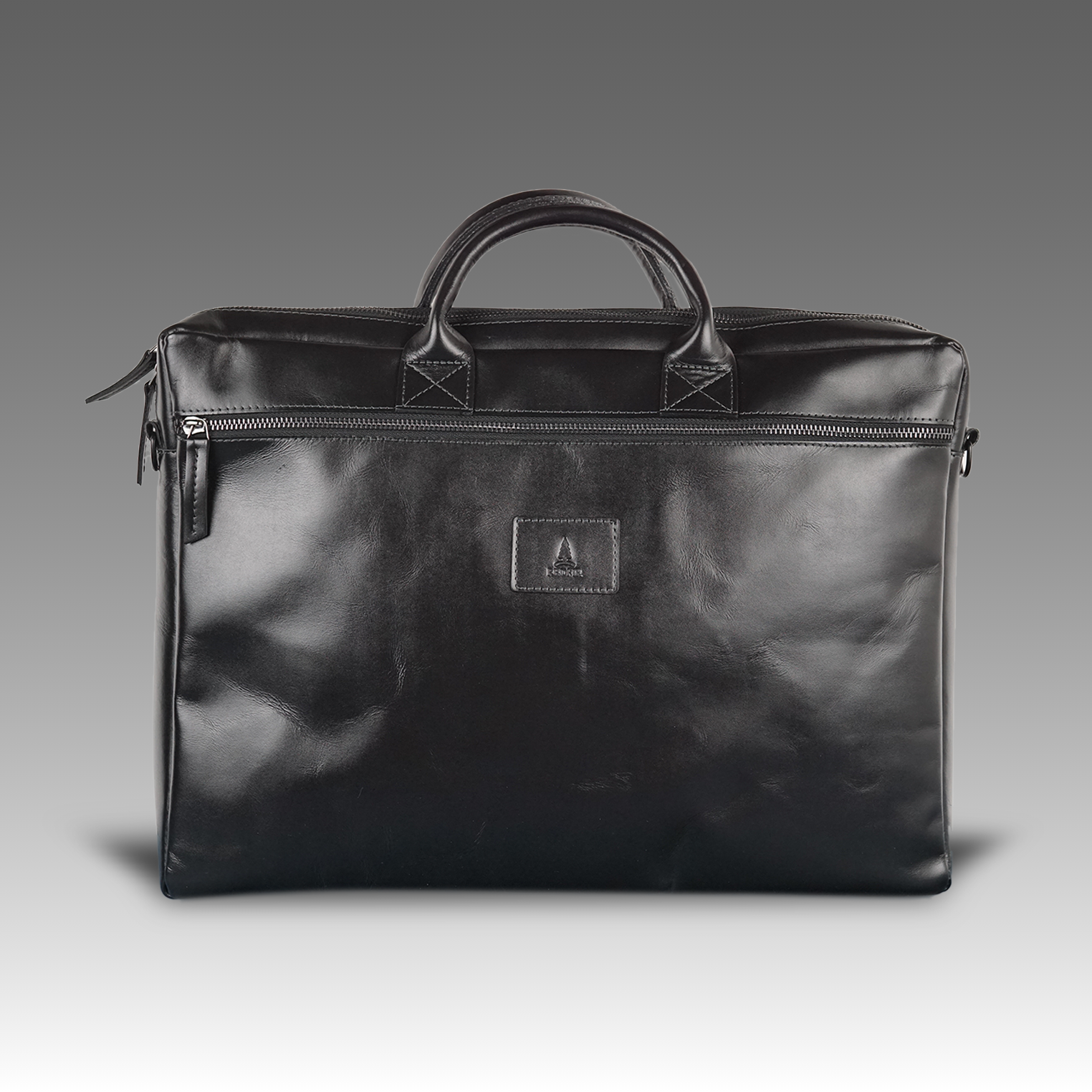 Noir leren laptoptas