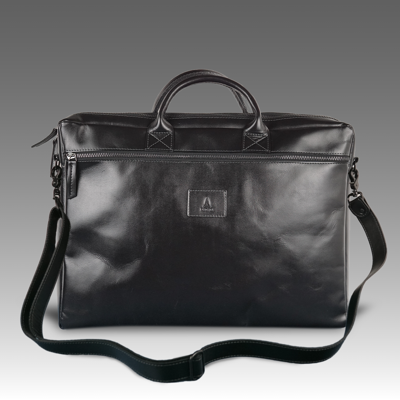 Noir leren laptoptas