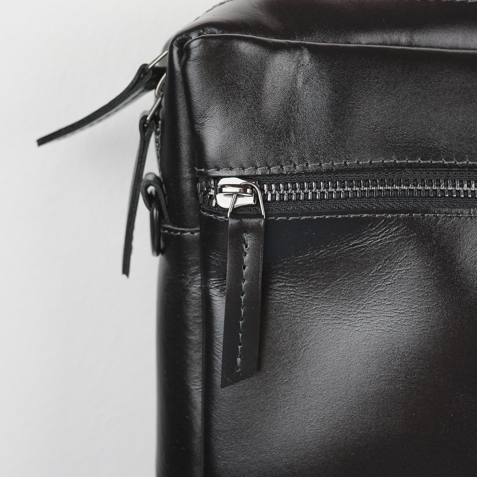 Noir leren laptoptas