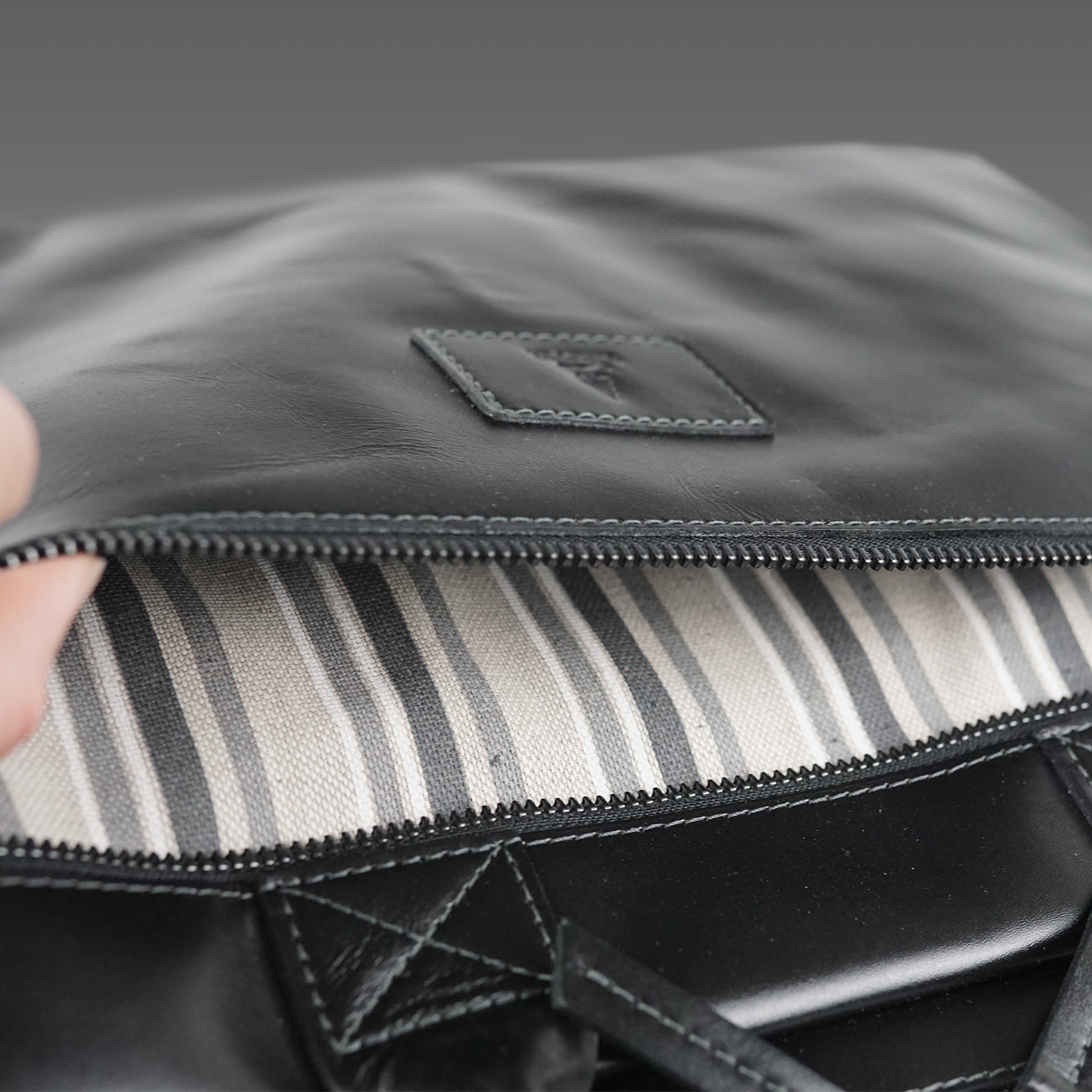 Noir leren laptoptas