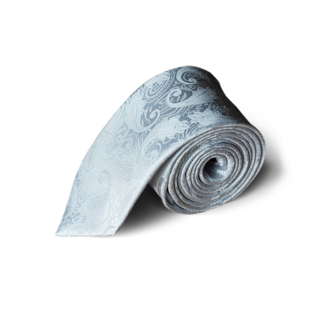 Silk white tie with luxurious paisley pattern