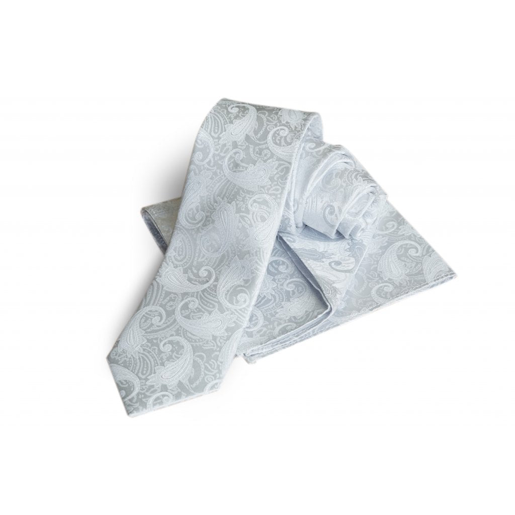 Silk white tie with luxurious paisley pattern