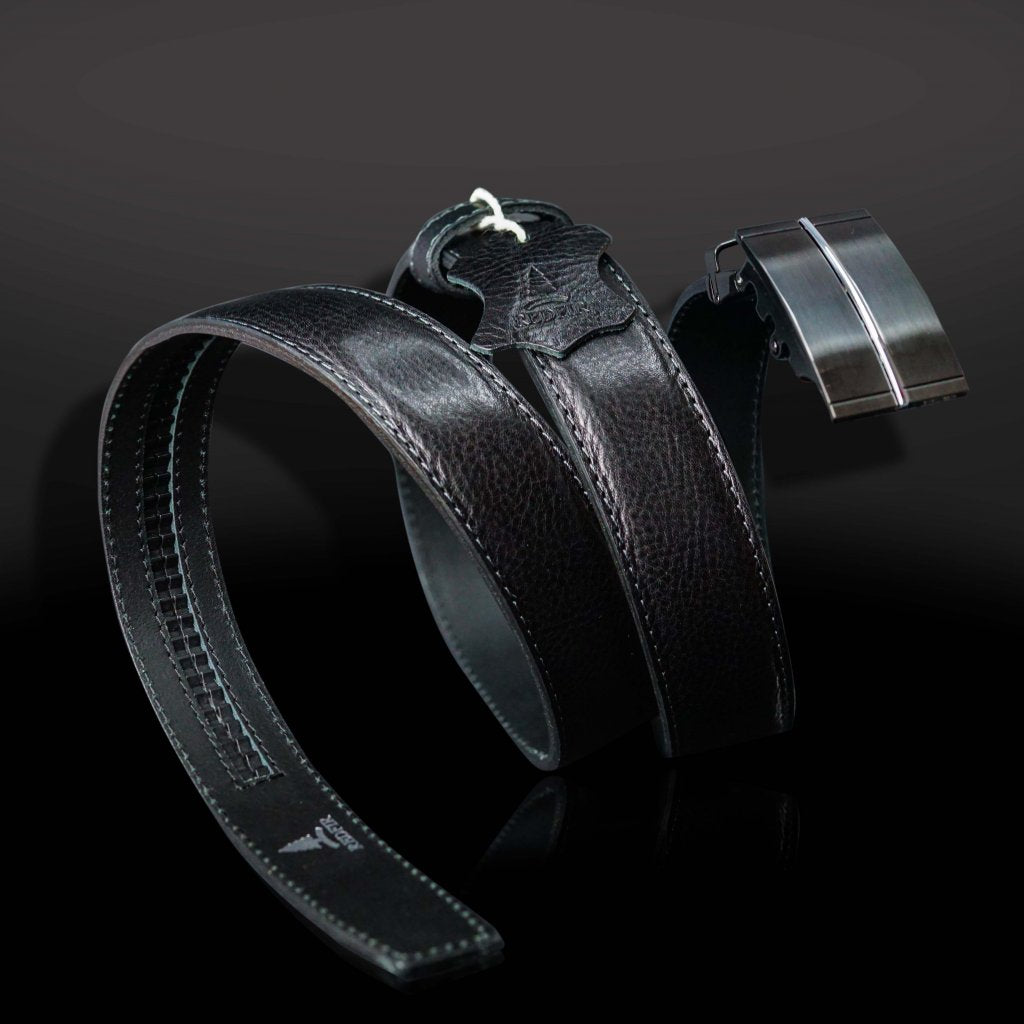 Men's leather belt black Noir with buckle Gunmetal elegance 